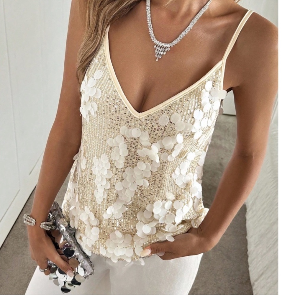 Luxe Sequin Regular Fit Cami Tank Top S M L XL
